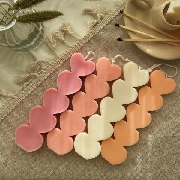 5 Heart Bar Soy Wax Scented Candle - Set of 4