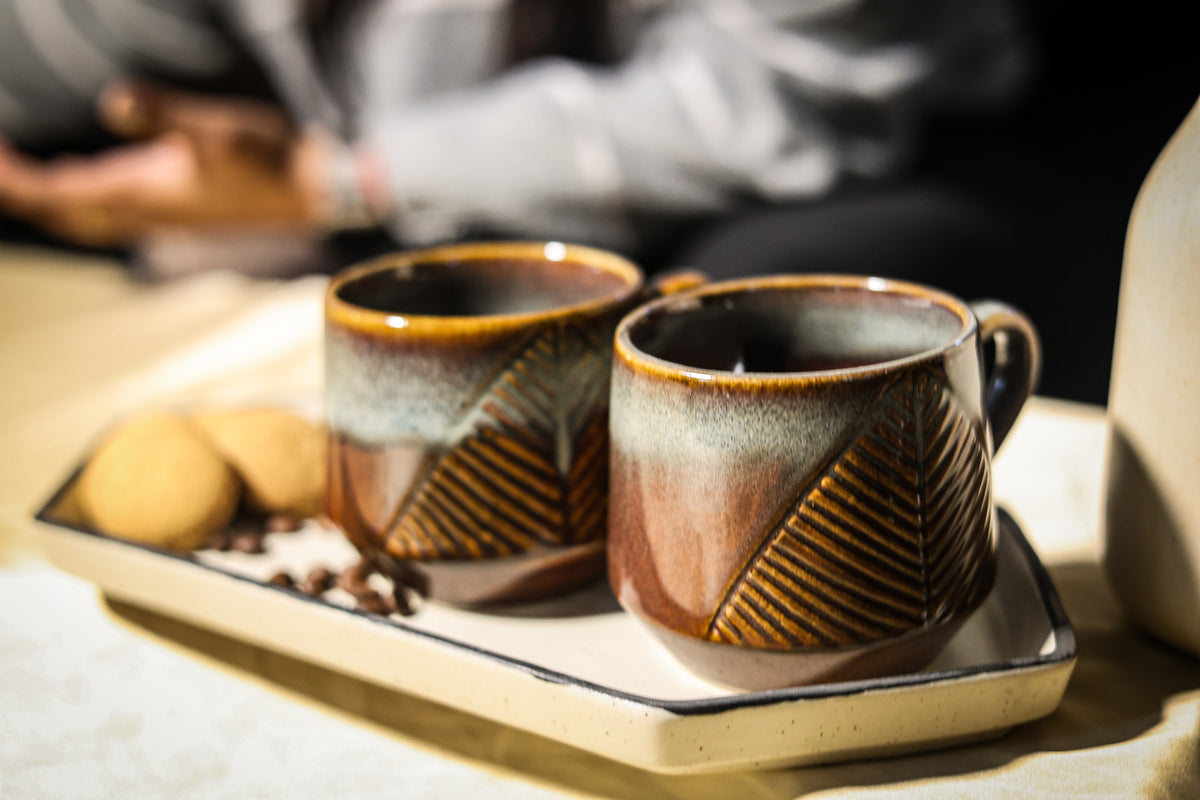 Chai mug Leaf Print Brown