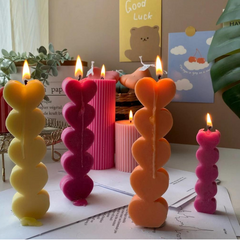 5 Heart Bar Soy Wax Scented Candle - Set of 4
