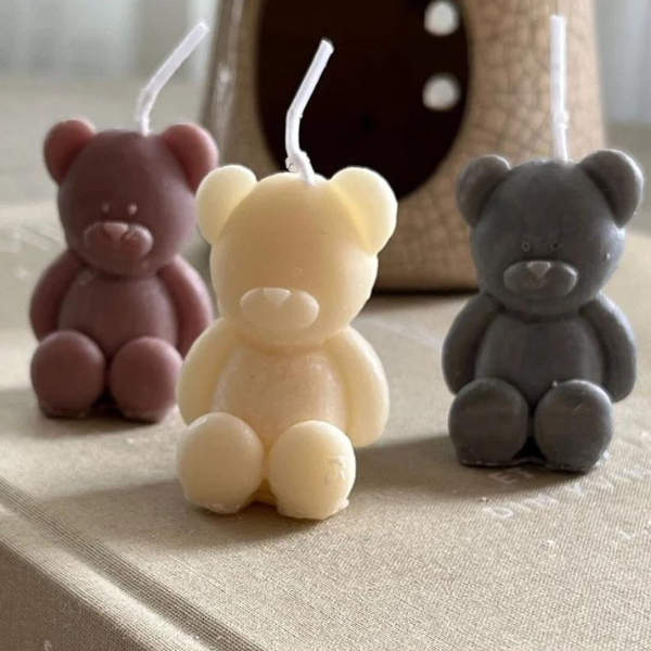 Small Teddy Bear Candle - Set of 2