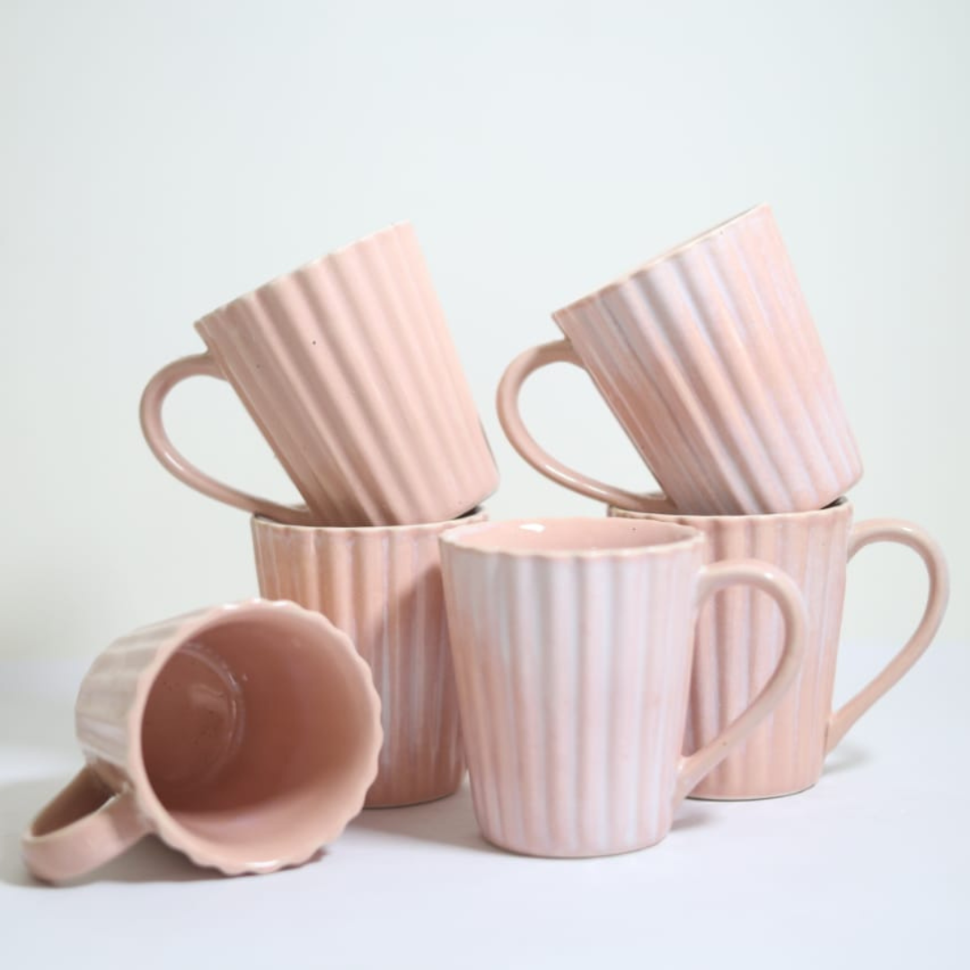 Coffee Mug Ribbed Pink