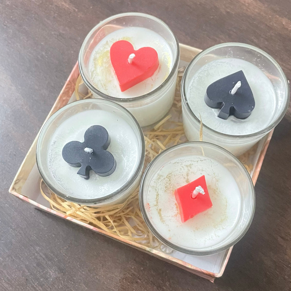 Votive jar card ace candle - set of 4