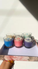Votive Colourful Daisy Glass Candle - Set of 6