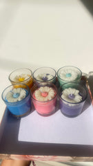 Votive Colourful Daisy Glass Candle - Set of 6