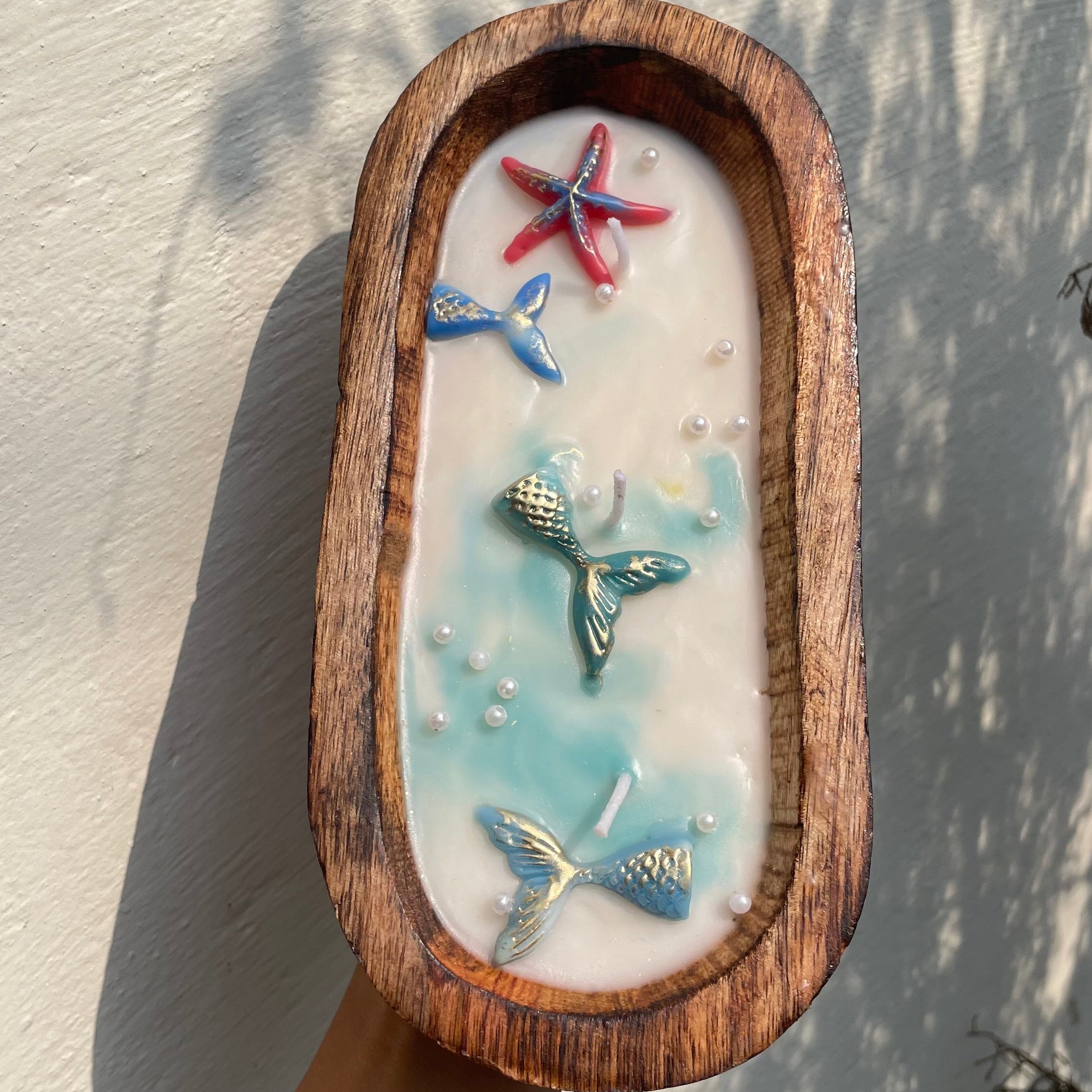 Beach Theme Wooden Tub Scented Candle - Set of 1