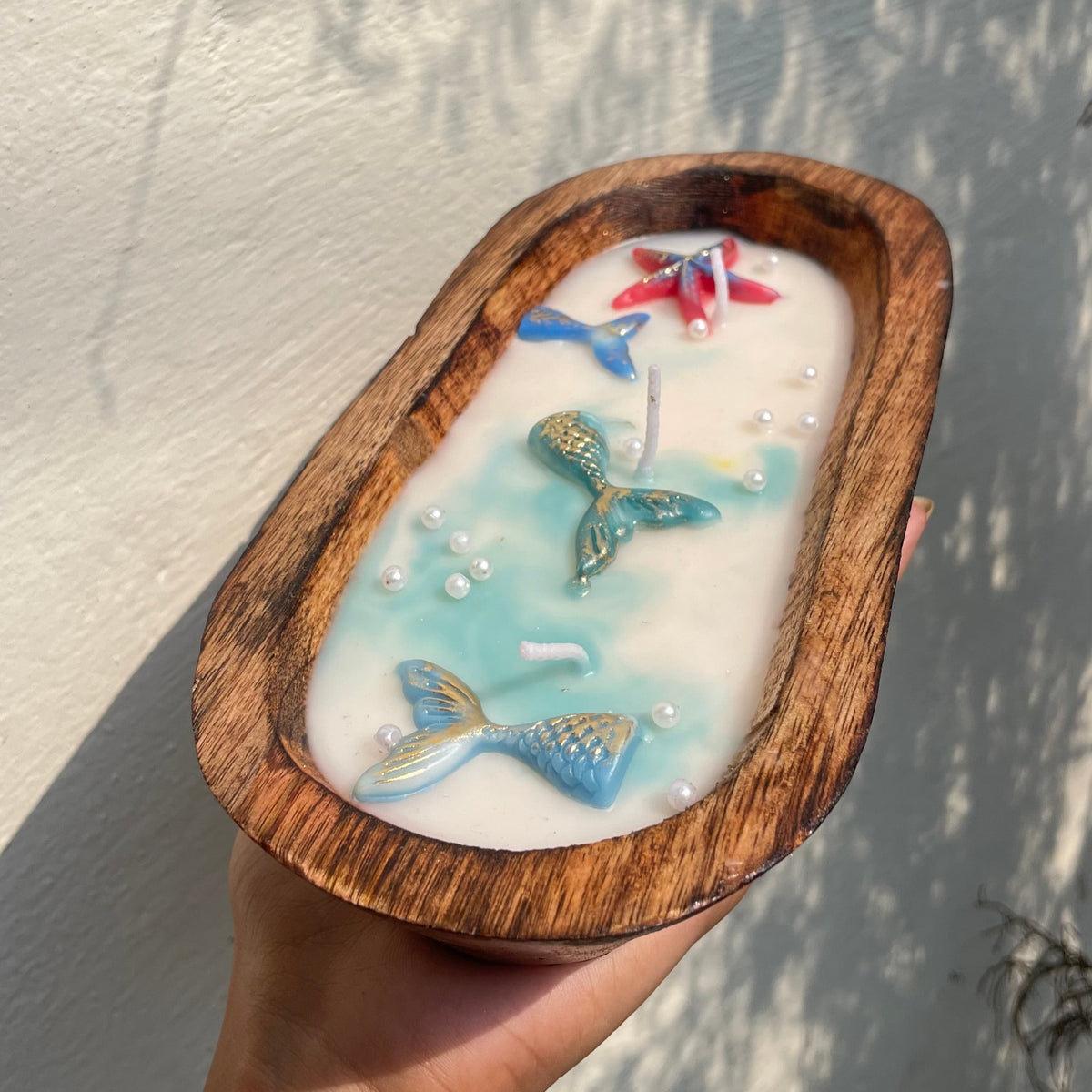 Beach Theme Wooden Tub Scented Candle - Set of 1
