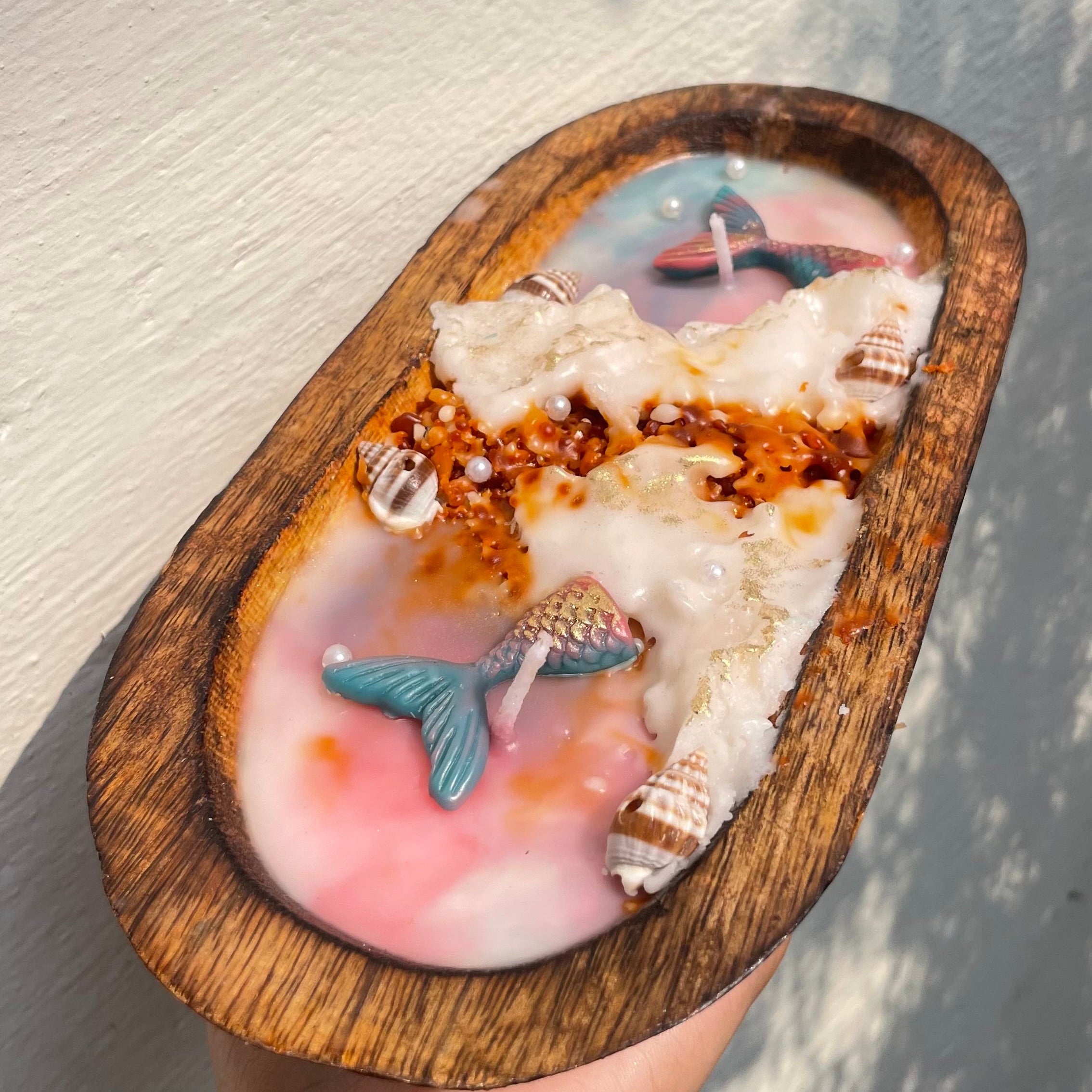 Beach Theme Wooden Tub Scented Candle - Set of 1