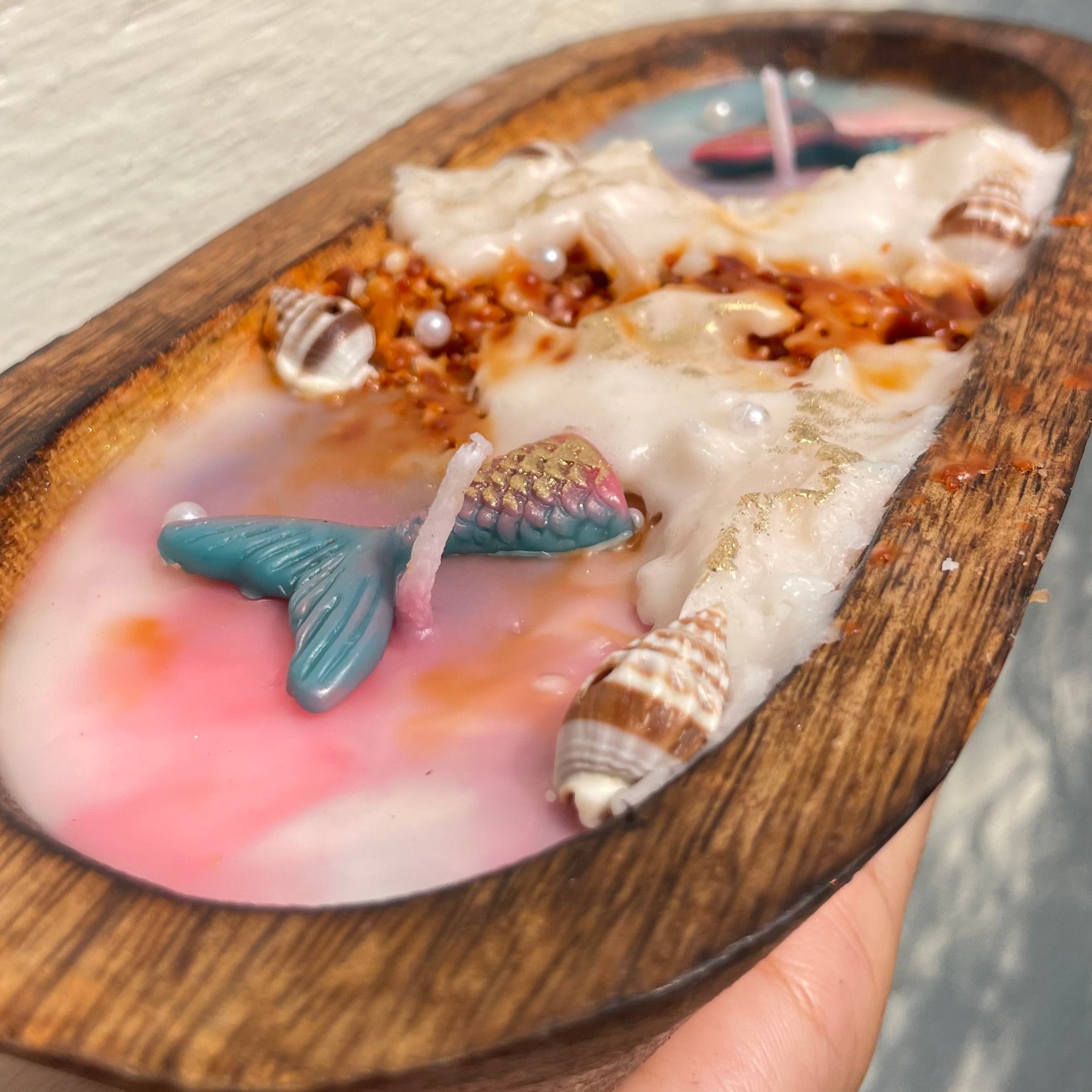 Beach Theme Wooden Tub Scented Candle - Set of 1