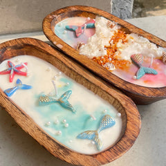 Beach Theme Wooden Tub Scented Candle - Set of 1