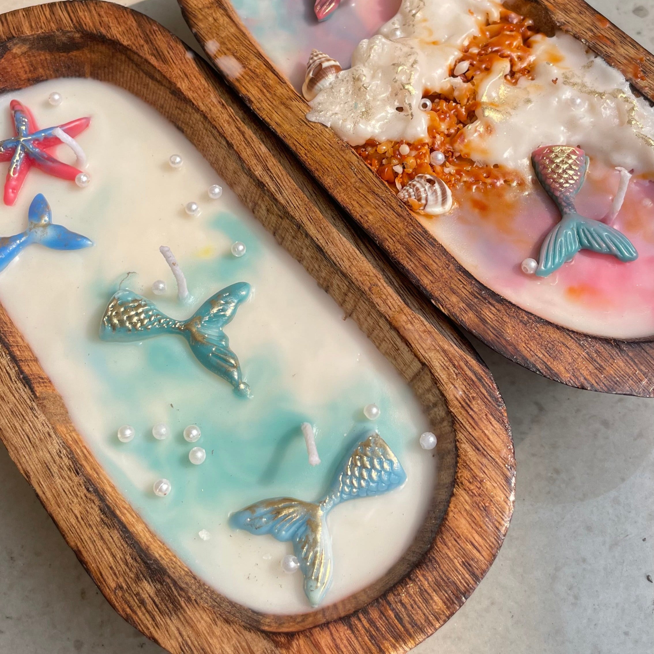 Beach Theme Wooden Tub Scented Candle - Set of 1